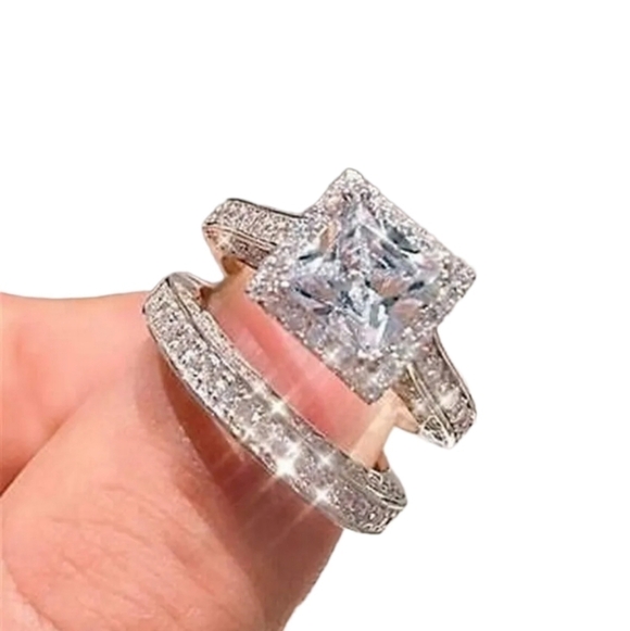 Engagement set NEW Bridal set rhinestone in 925 silver - Picture 2 of 6